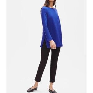 Eileen Fisher Fine Jersey Bateau Neck Royal Blue Tunic Lyocell Ss 1X